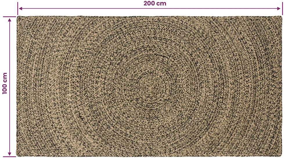 Kilimas Natūrali ir juoda 100 x 200 cm Džiutas