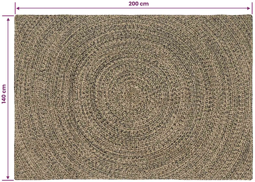 Kilimas Natūrali ir juoda 140 x 200 cm Džiutas