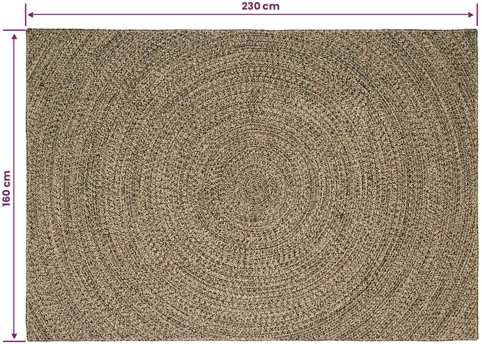 Kilimas Natūrali ir juoda 160 x 230 cm Džiutas