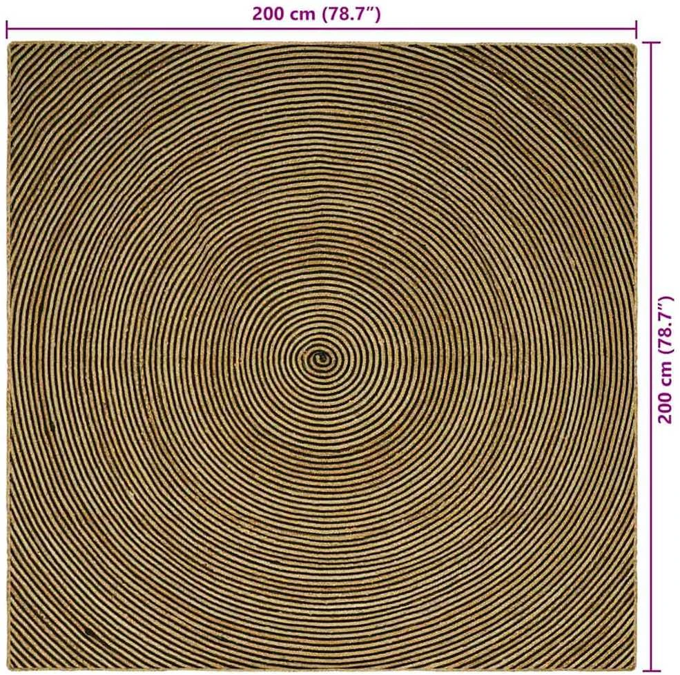 Kilimas Juoda 200 x 200 cm Džiutas