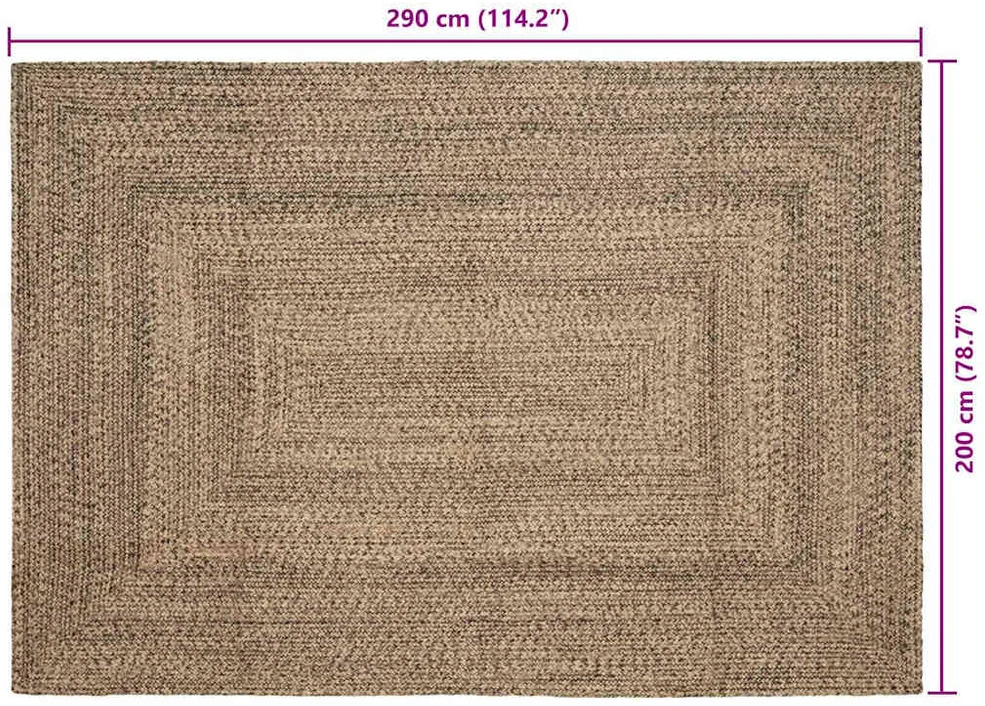 Kilimas Natūrali ir juoda 200 x 290 cm Džiutas