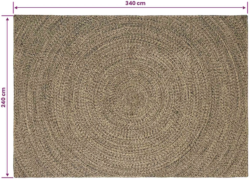Kilimas Natūrali ir juoda 240 x 340 cm Džiutas