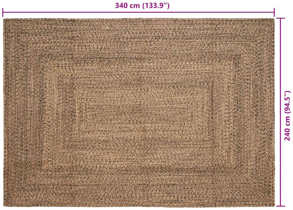 Kilimas Natūrali ir juoda 240 x 340 cm Džiutas