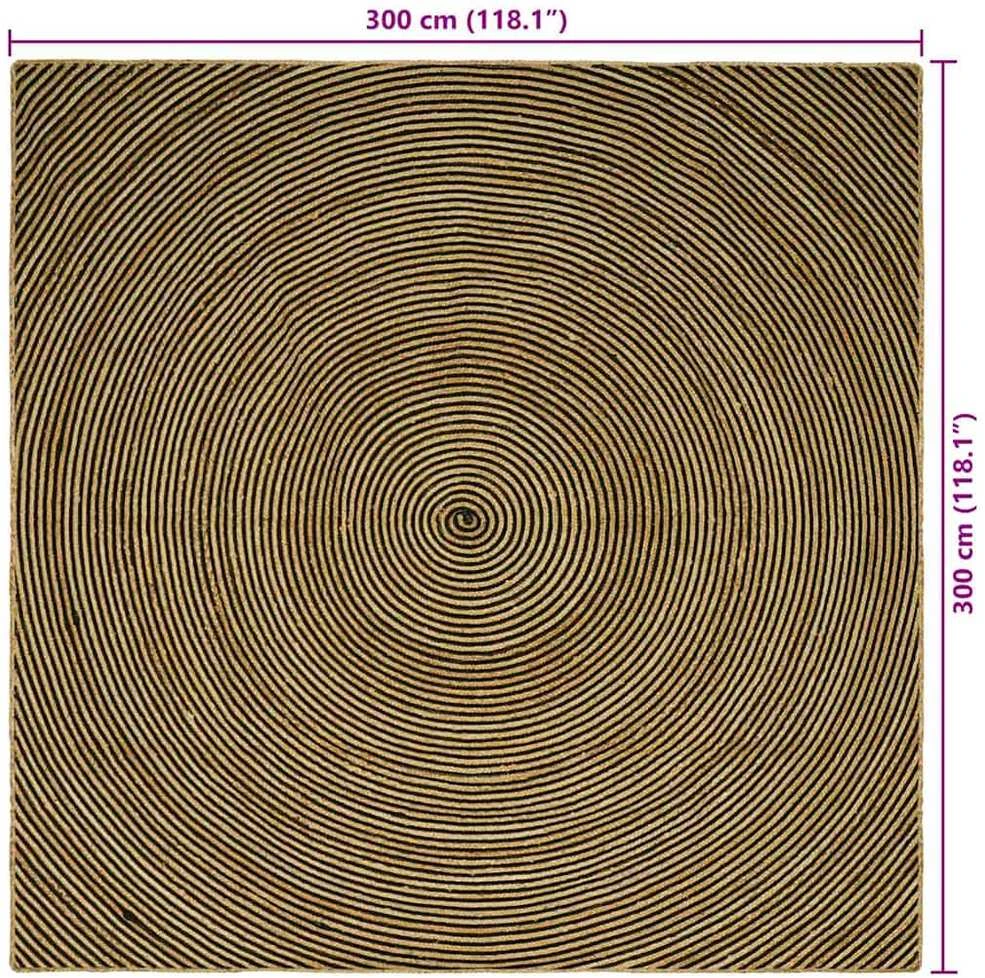 Kilimas Juoda 300 x 300 cm Džiutas