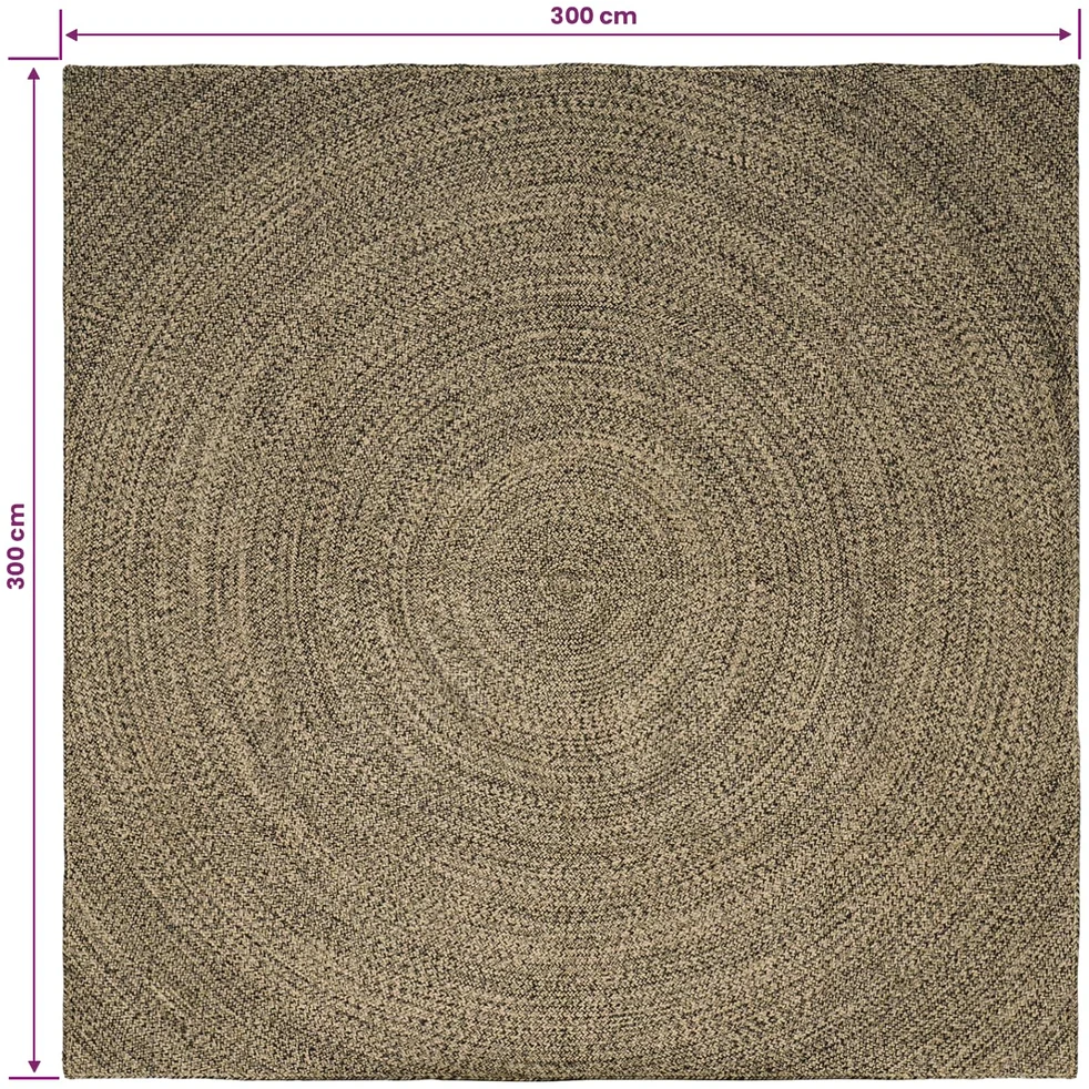 Kilimas Natūrali ir juoda 300 x 300 cm Džiutas