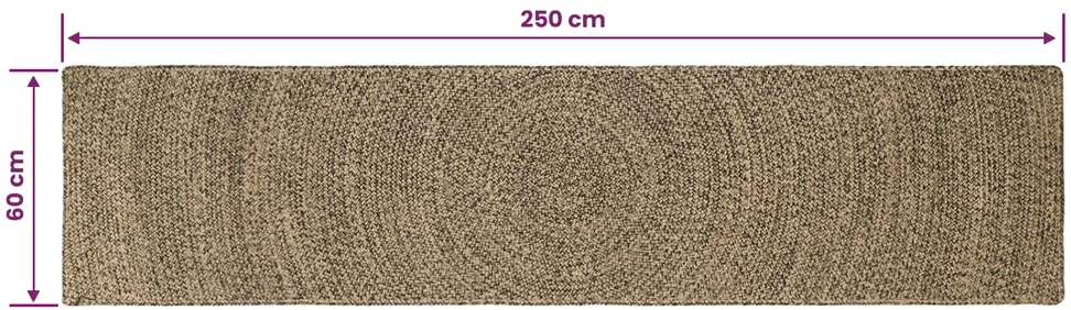 Kilimas Natūrali ir juoda 60 x 250 cm Džiutas
