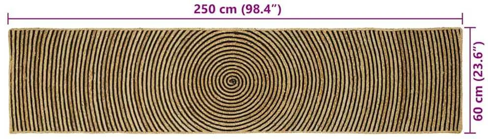 Kilimas Juoda 60 x 250 cm Džiutas