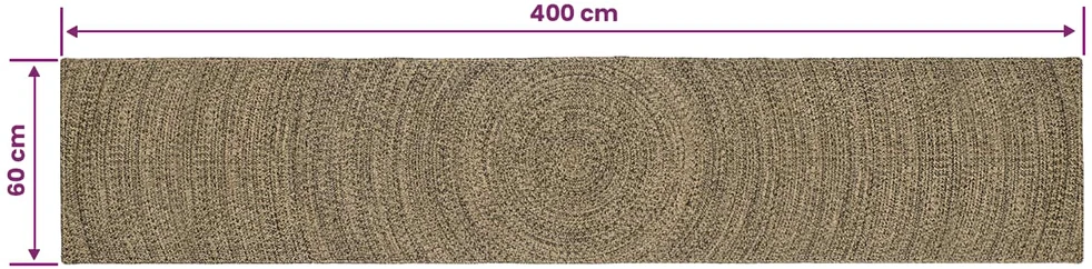 Kilimas Natūrali ir juoda 60 x 400 cm Džiutas