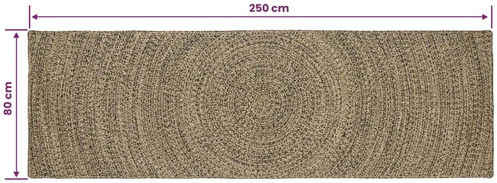 Kilimas Natūrali ir juoda 80 x 250 cm Džiutas