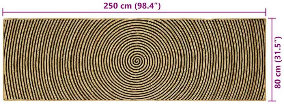 Kilimas Juoda 80 x 250 cm Džiutas