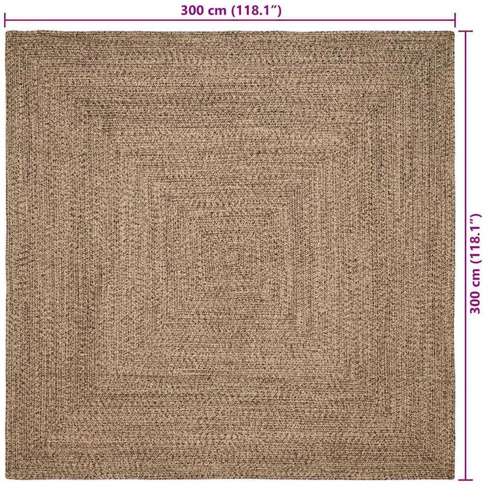 Kilimas Natūrali ir juoda 300 x 300 cm Džiutas
