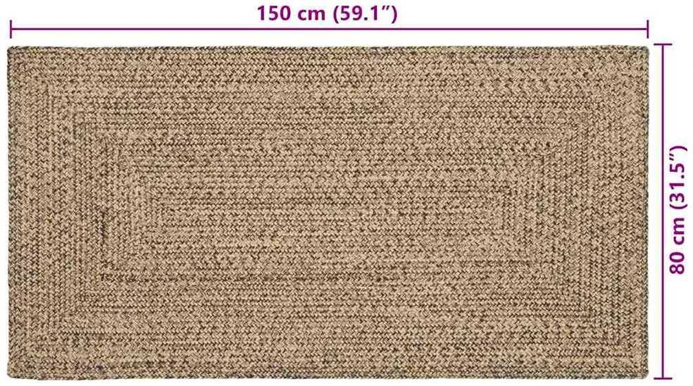 Kilimas Natūrali ir juoda 80 x 150 cm Džiutas
