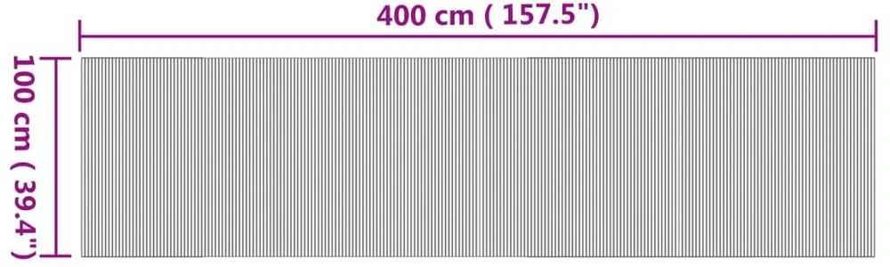 Kilimas, natūralios spalvos, 100x400cm, bambukas, stačiakampis