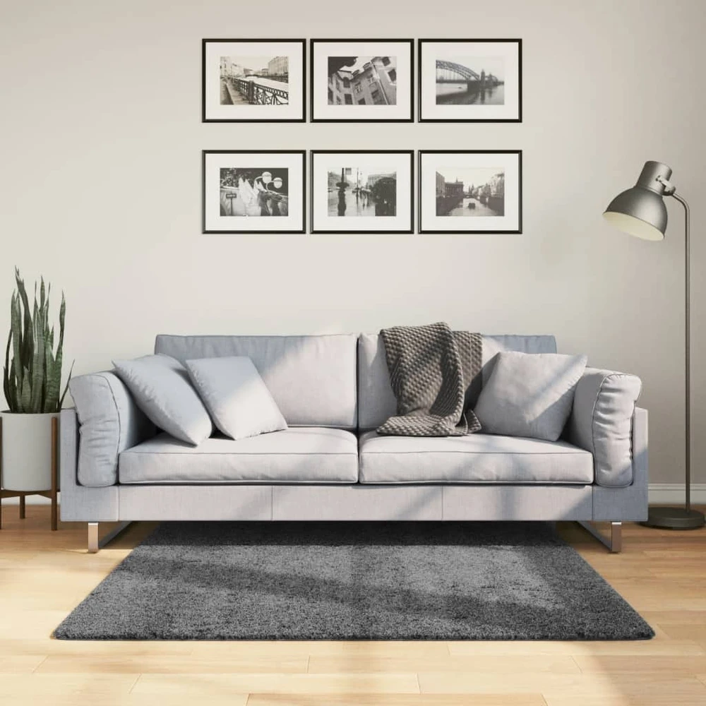 Kilimas OVIEDO, antracito spalvos, 120x120cm, trumpi šereliai