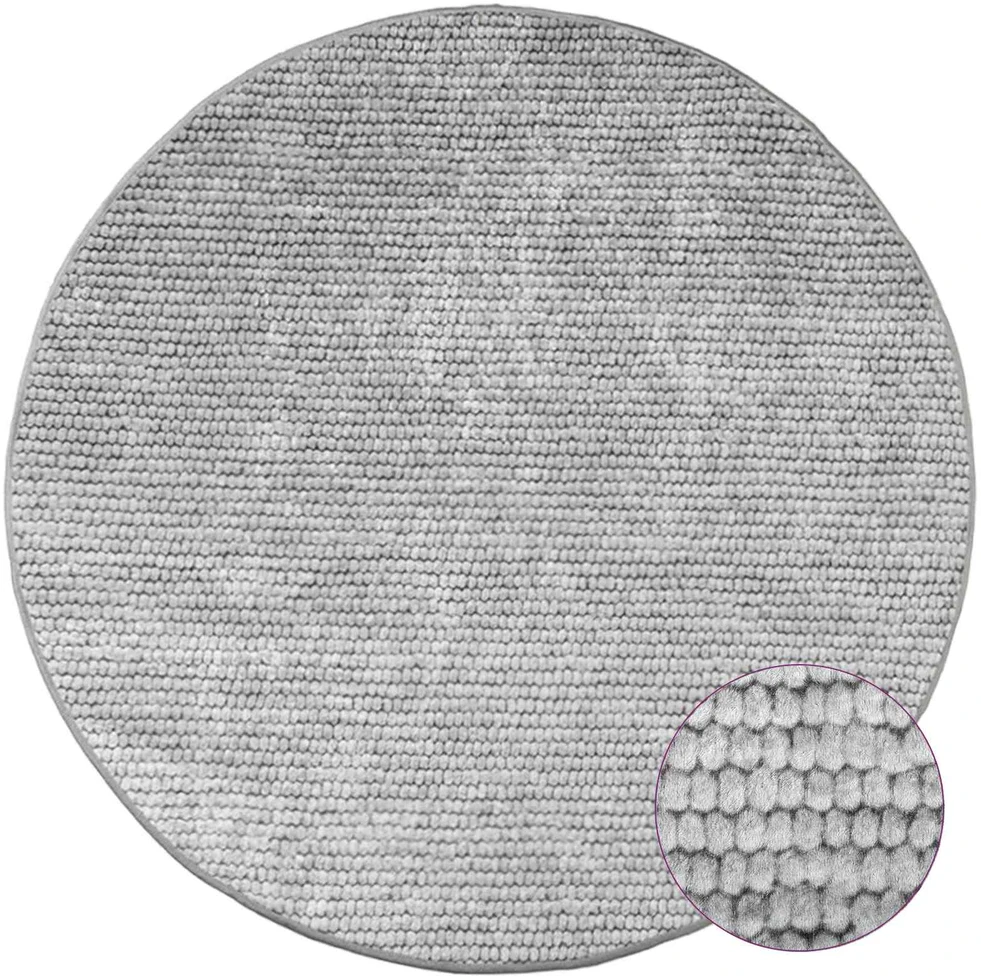 Kilimas Pilka Ø 120 cm 100% poliesteris 3 mm Plaunamas