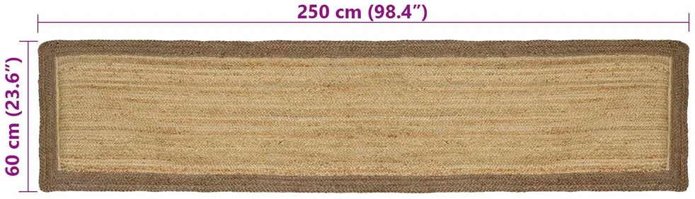 Kilimas Pilka ir natūrali 60 x 250 cm Džiutas