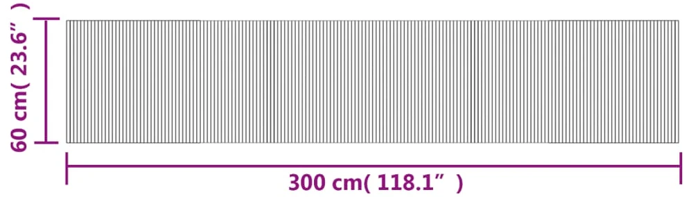 Kilimas, pilkos spalvos, 60x300cm, bambukas, stačiakampis
