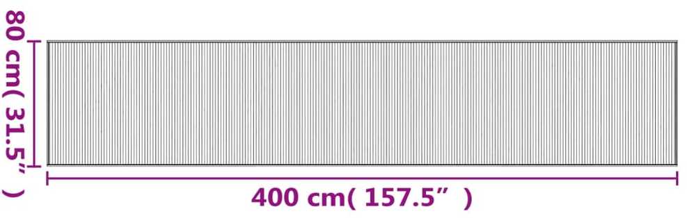 Kilimas, pilkos spalvos, 80x400cm, bambukas, stačiakampis