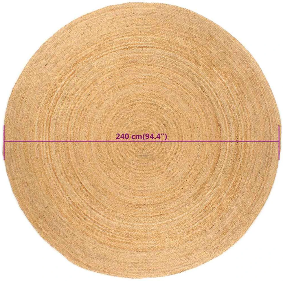 Kilimas, pintas džiutas, 240 cm, apvalus