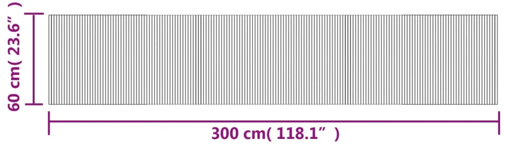 Kilimas, stačiakampis, juodas, 60x300 cm, bambukas