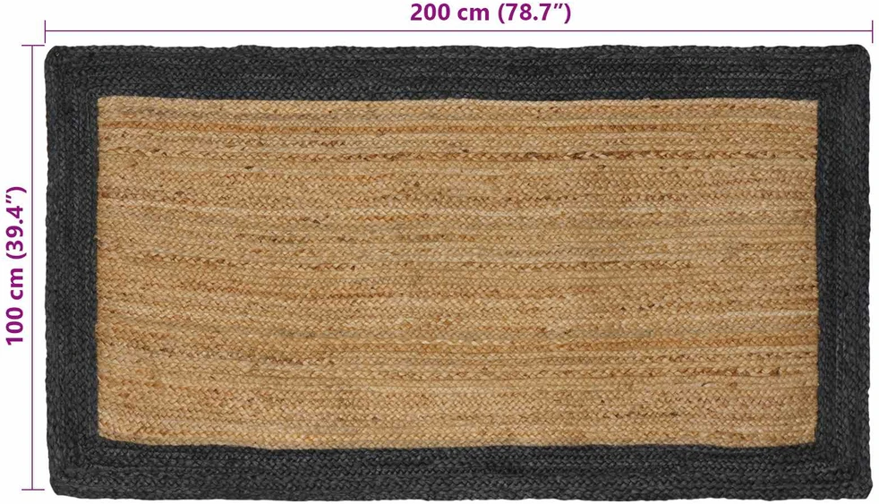 Kilimas Tamsiai pilka ir natūrali 100 x 200 cm Džiutas