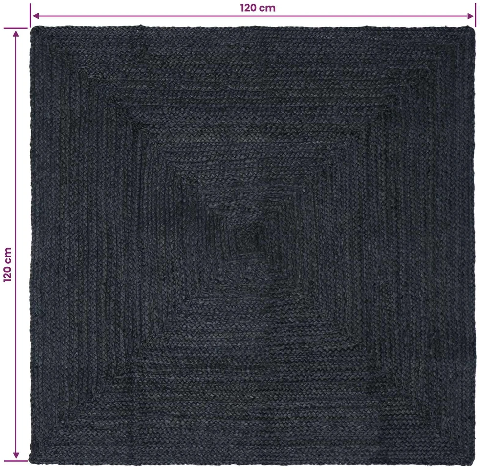 Kilimas Tamsiai pilka 120 x 120 cm Džiutas