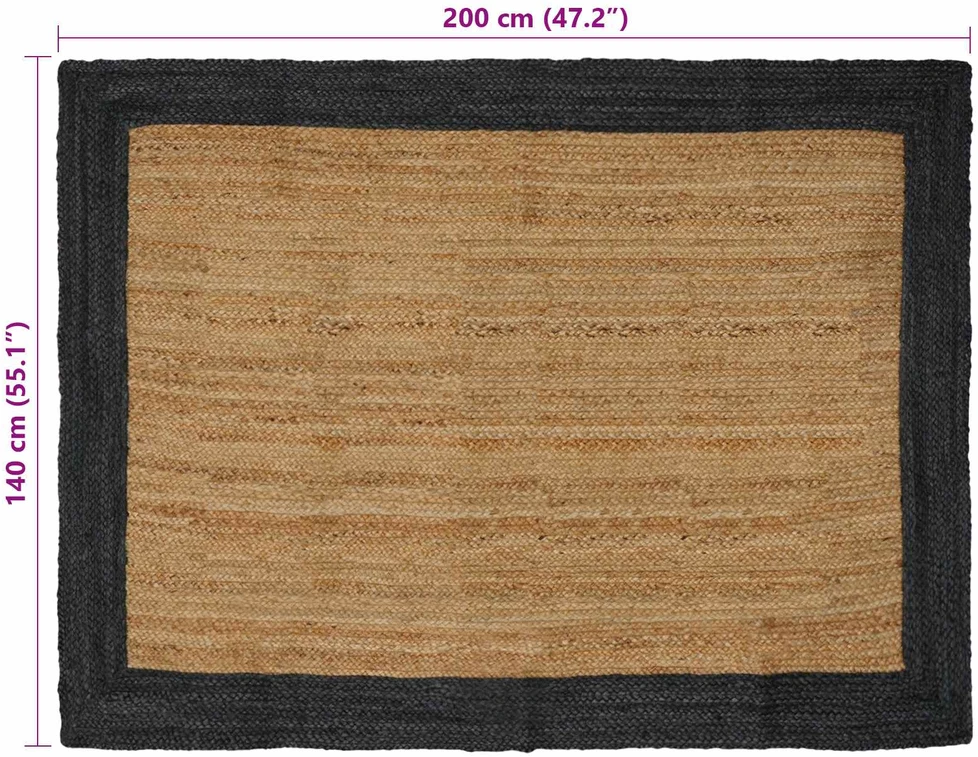 Kilimas Tamsiai pilka ir natūrali 140 x 200 cm Džiutas