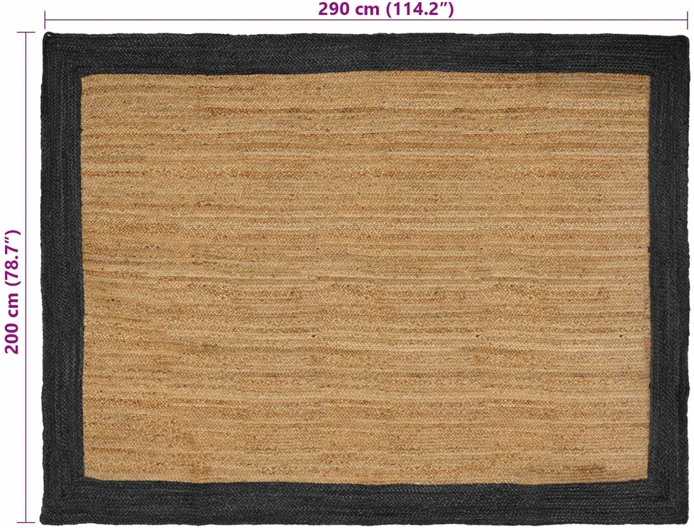 Kilimas Tamsiai pilka ir natūrali 200 x 290 cm Džiutas