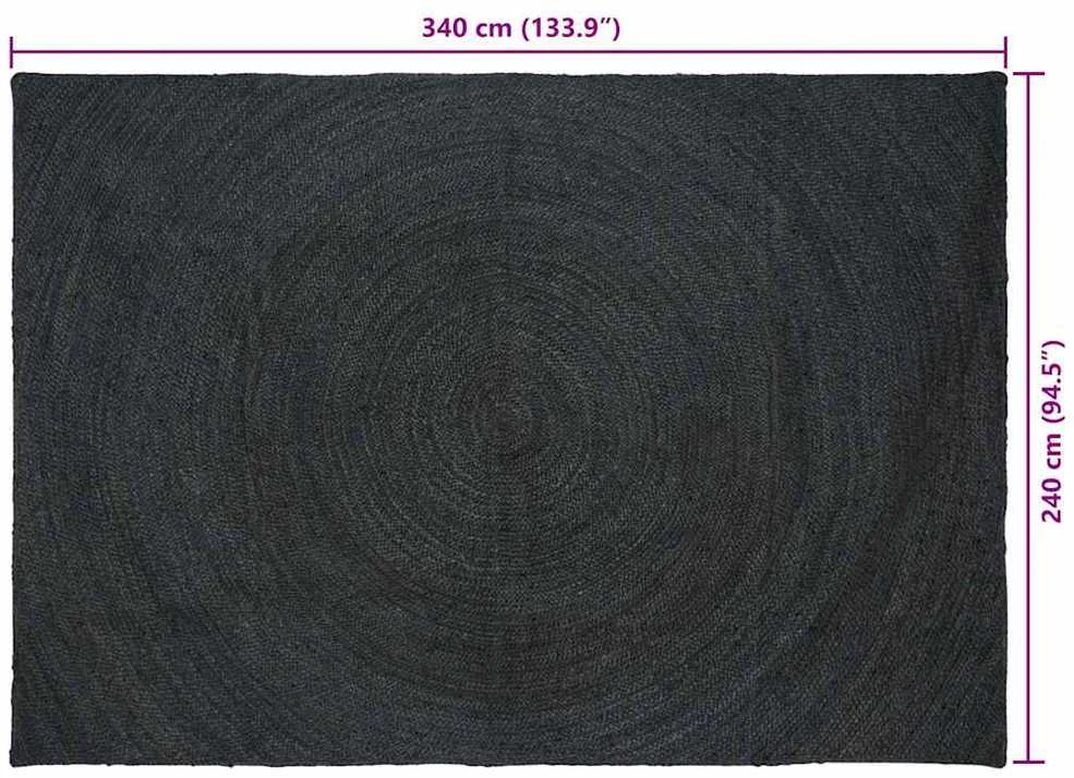 Zoninės kiliminės dangos Tamsiai pilka 240 x 340 cm Džiutas