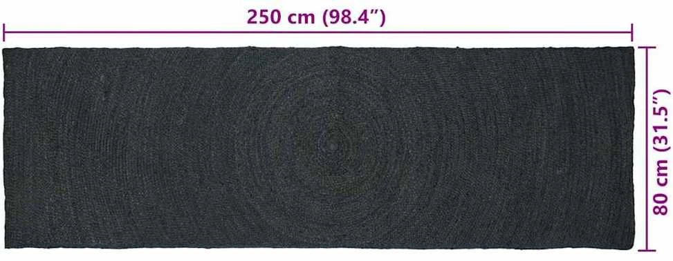Zoninės kiliminės dangos Tamsiai pilka 80 x 250 cm Džiutas
