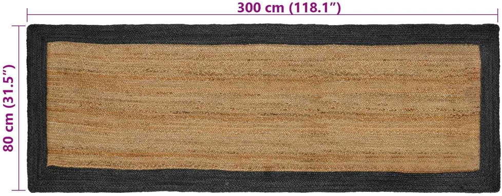 Kilimas Tamsiai pilka ir natūrali 80 x 300 cm Džiutas