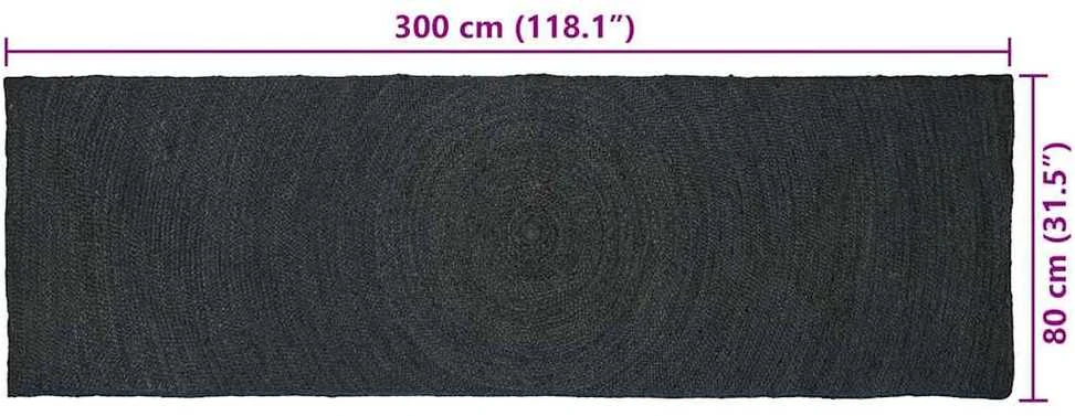 Zoninės kiliminės dangos Tamsiai pilka 80 x 300 cm Džiutas