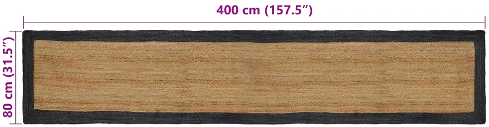 Kilimas Tamsiai pilka ir natūrali 80 x 400 cm Džiutas