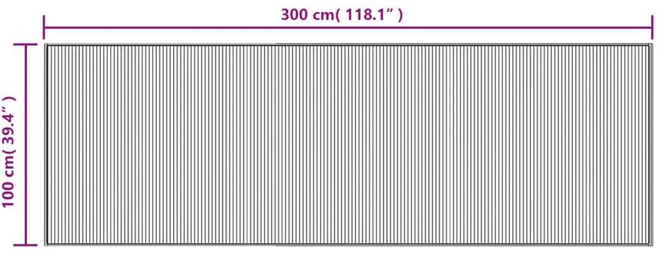Kilimas, tamsiai rudas, 100x300cm, bambukas, stačiakampis