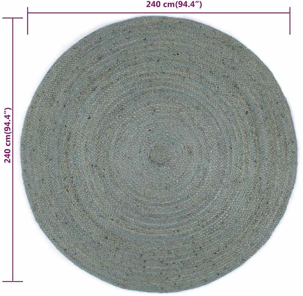 Kilimas, žalias, 240cm, džiutas, apskritas, rankų darbo