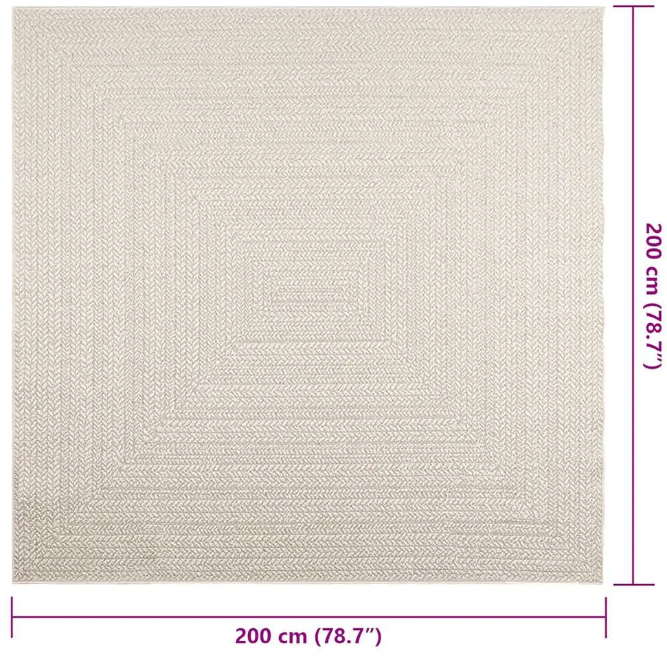 Kilimas ZIZUR, 200x200 cm, džiuto imitacija, vidaus ir lauko