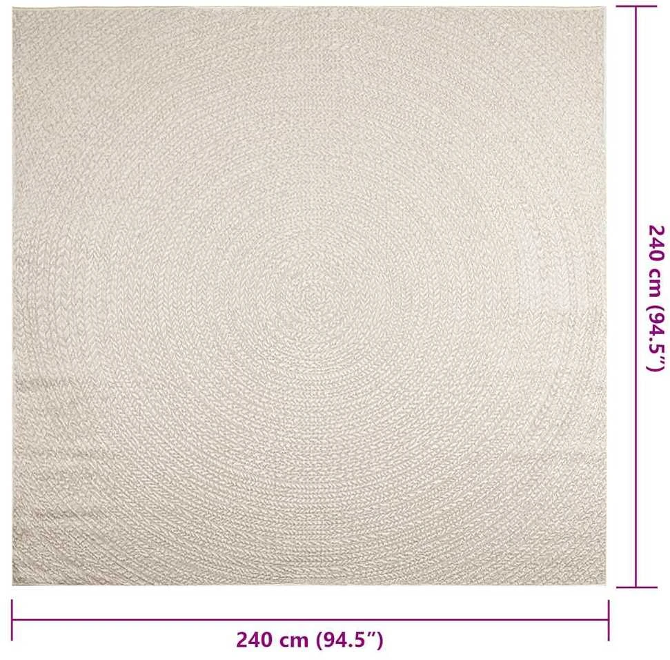 Kilimas ZIZUR, 240x240 cm, džiuto imitacija, vidaus ir lauko
