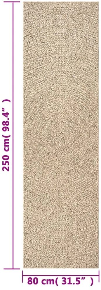 Kilimas ZIZUR, 80x250cm, džiuto imitacija, vidaus ir lauko