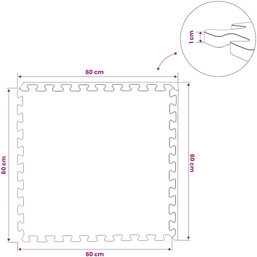 Kilimėliai, 24vnt., juodi, EVA putos, 8,64m²