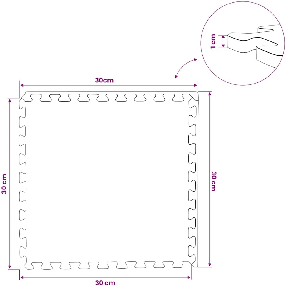 Kilimėliai, 54vnt., juodi, EVA putos, 4,86m²