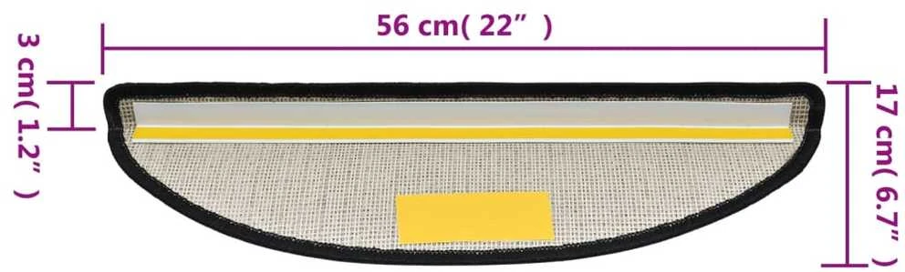 Kilimėliai laiptams, 15vnt., antracito spalvos, 56x17x3cm