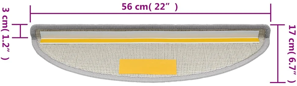 Kilimėliai laiptams, 15vnt., šviesiai pilkos spalvos, 56x17x3cm