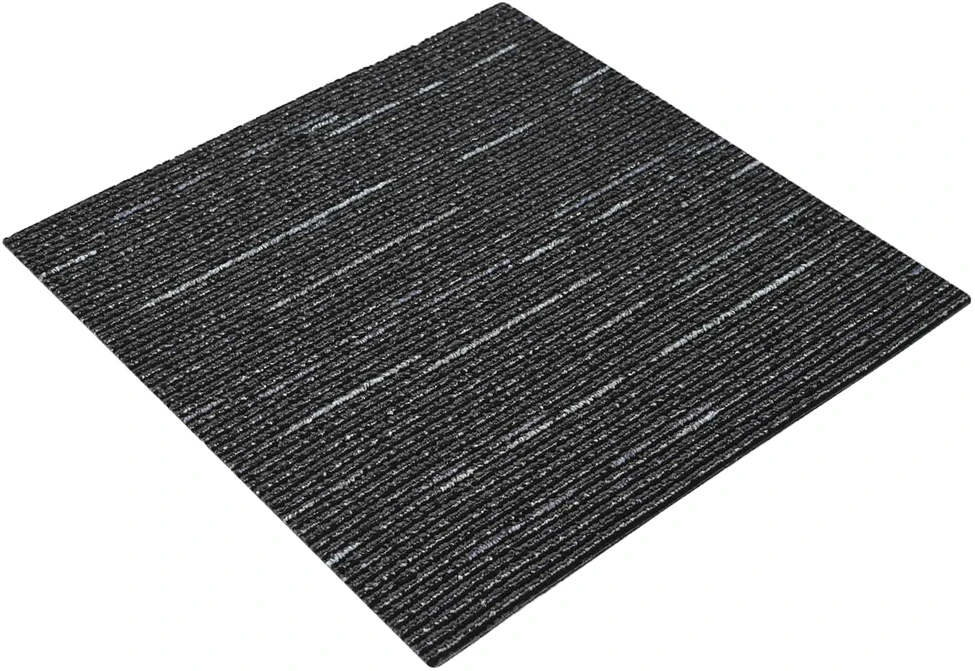 Kilimų plytelė Dryžuota Juoda 50 x 50 cm 20 vnt. PP ir Bitumas