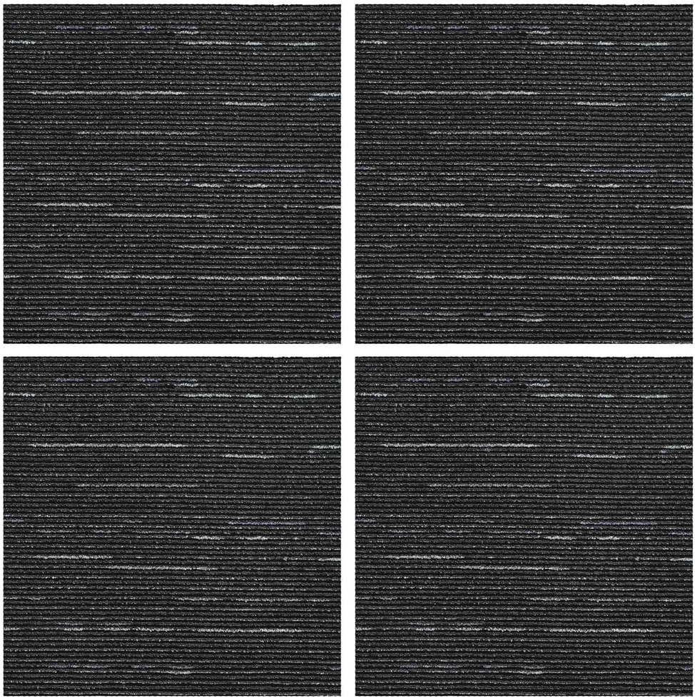 Kilimų plytelė Dryžuota Juoda 50 x 50 cm 4 vnt. PP ir Bitumas