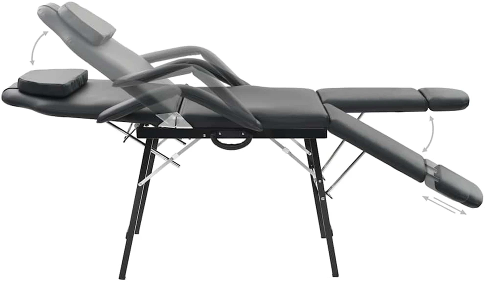 Kilnojama kosmetologinė kėdė, dirbtinė oda, 185x78x76cm, juoda