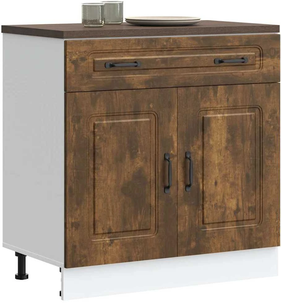 Kitchen Base Cabinet "Kalmar" Smoked Oak Engineered Wood