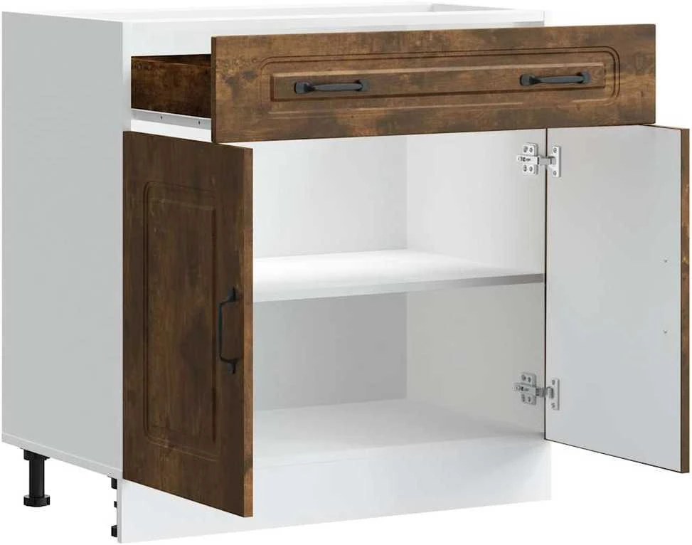 Kitchen Base Cabinet "Kalmar" Smoked Oak Engineered Wood