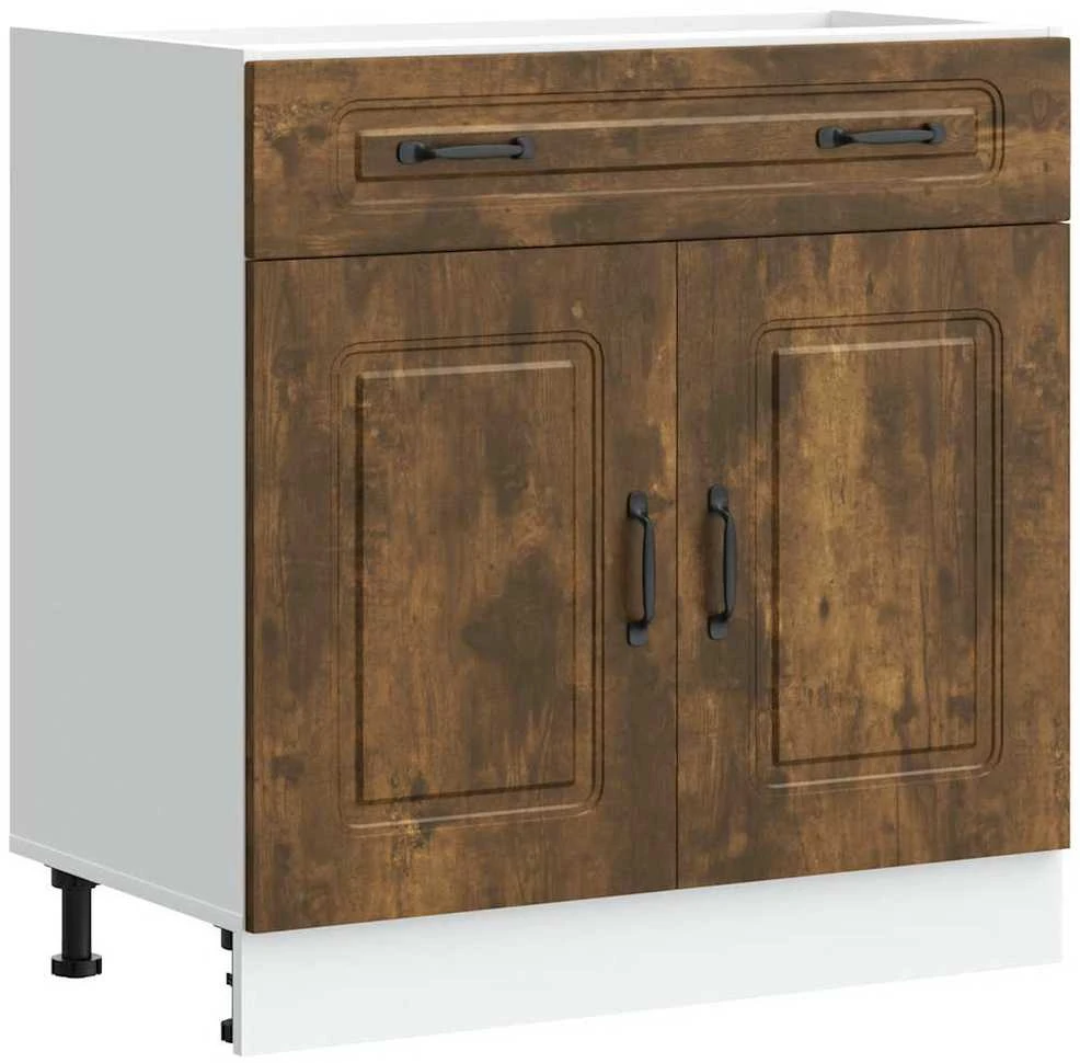 Kitchen Base Cabinet "Kalmar" Smoked Oak Engineered Wood