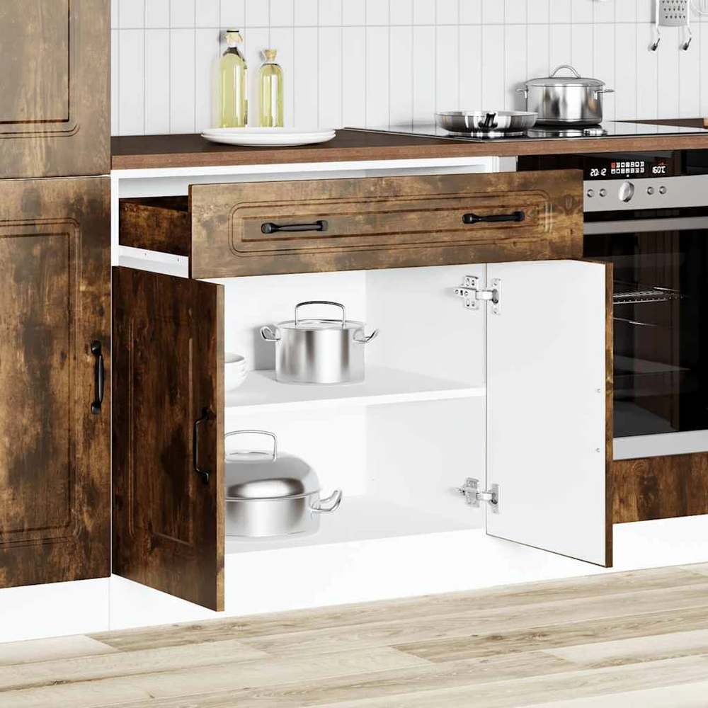 Kitchen Base Cabinet "Kalmar" Smoked Oak Engineered Wood