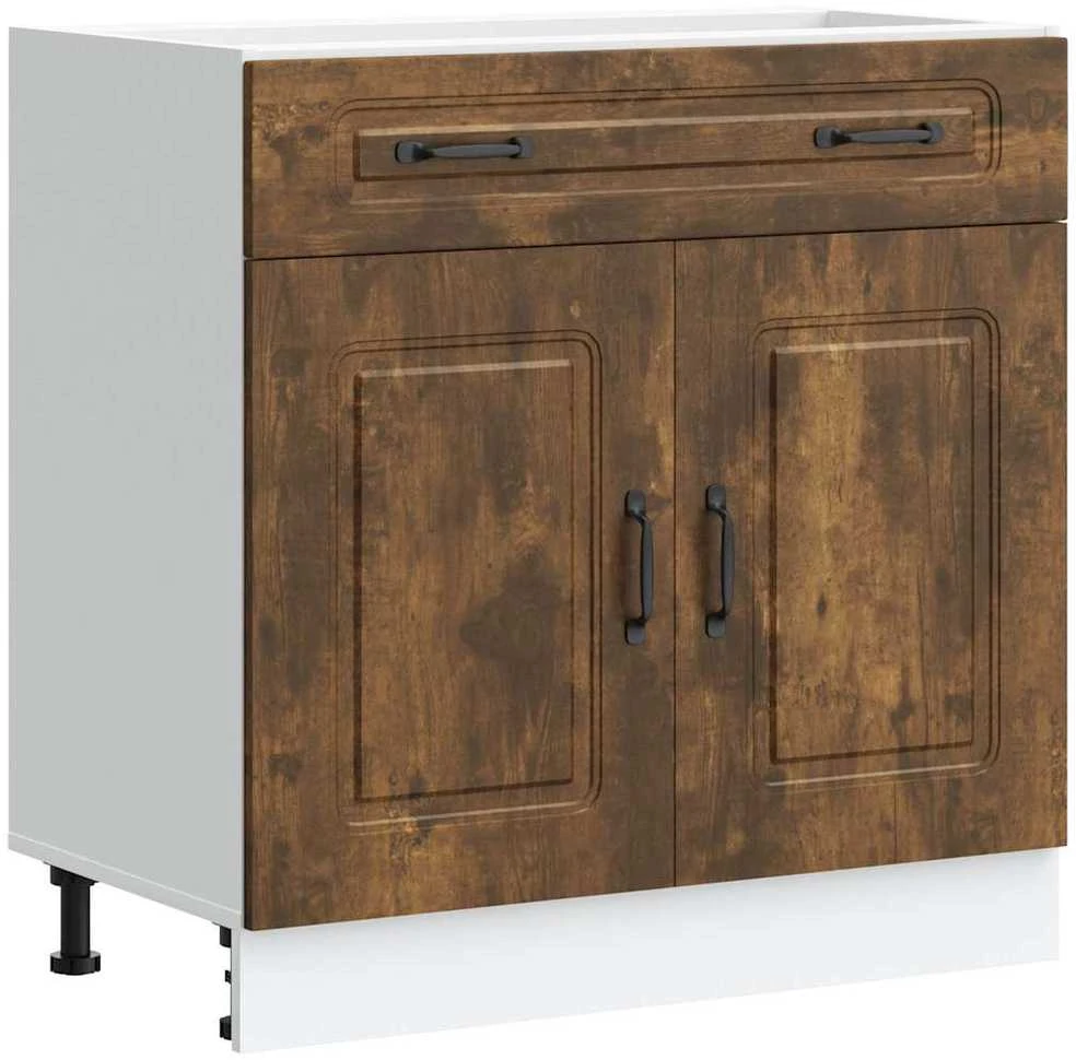 Kitchen Base Cabinet "Kalmar" Smoked Oak Engineered Wood